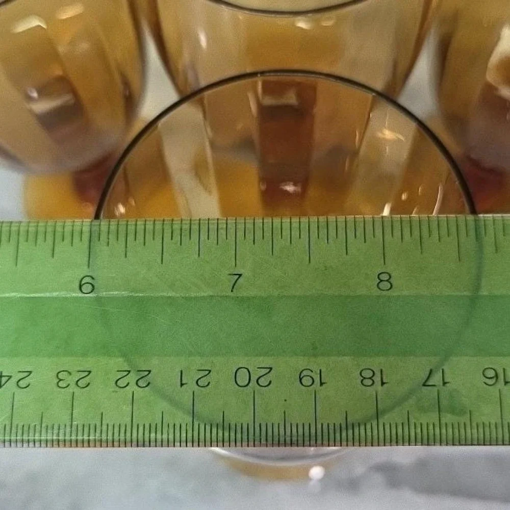 Amber Ribbed Optic Wine Glasses, Set of 4,‎ Vtg Stemware, Replacement Drinkware